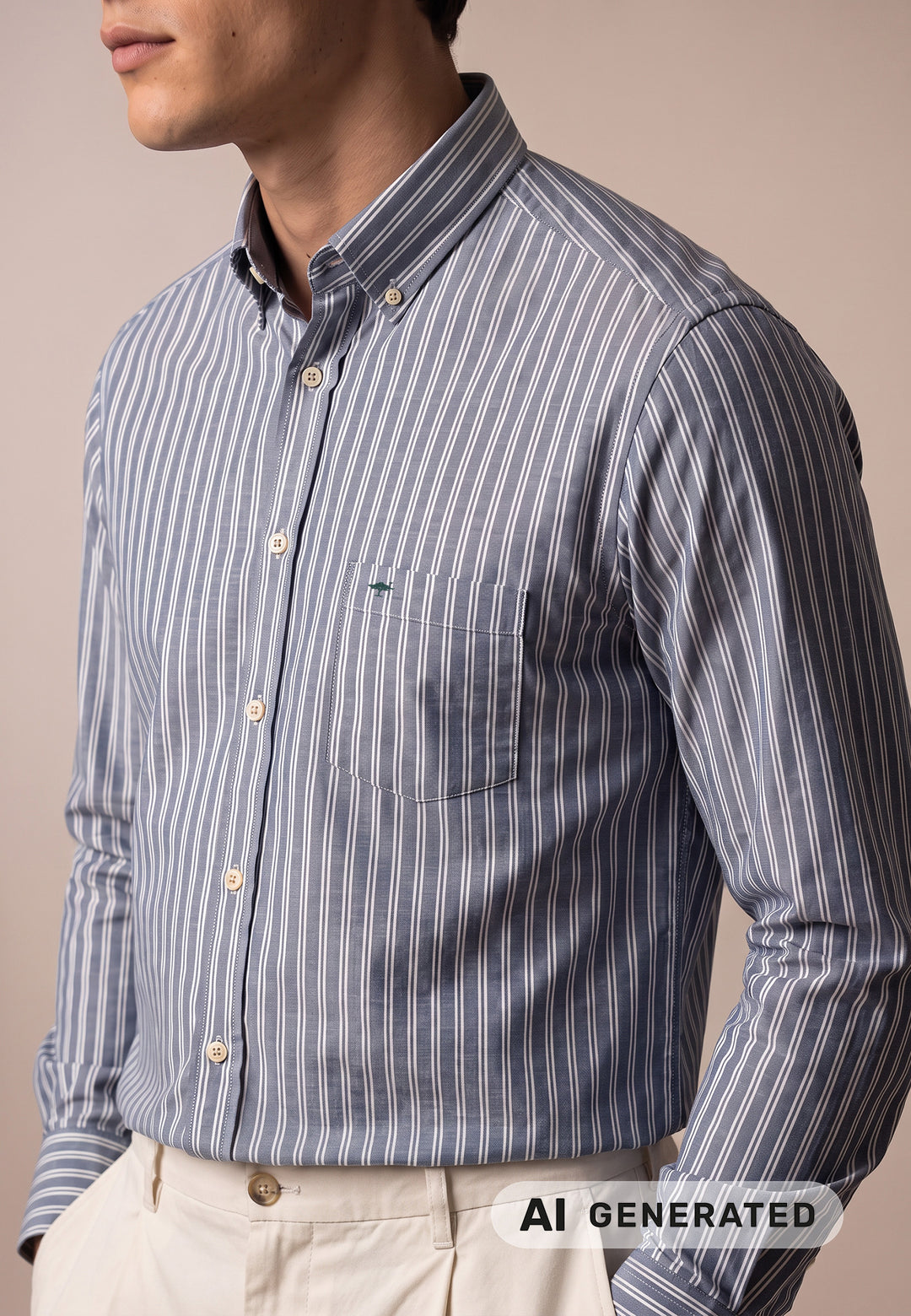 Hemd aus Baumwolle mit Streifenmuster und Button-Down-Kragen