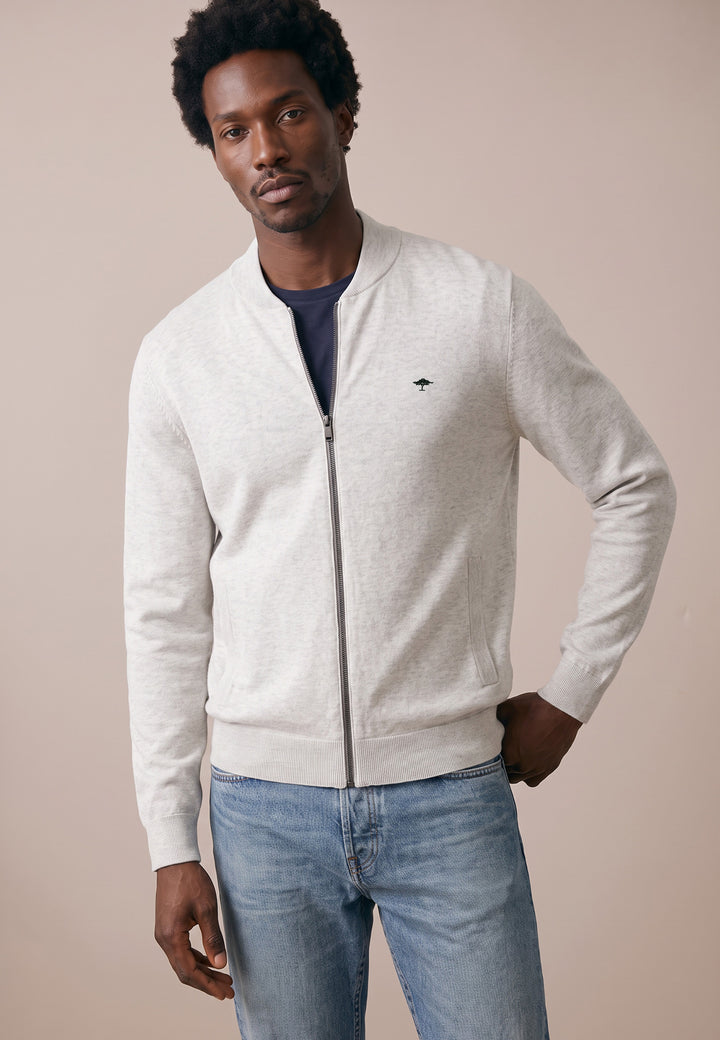 Strickjacke aus Baumwolle mit Collegekragen