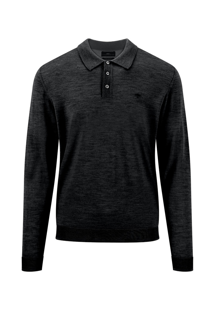 Strickpoloshirt aus Wolle mit Langarm