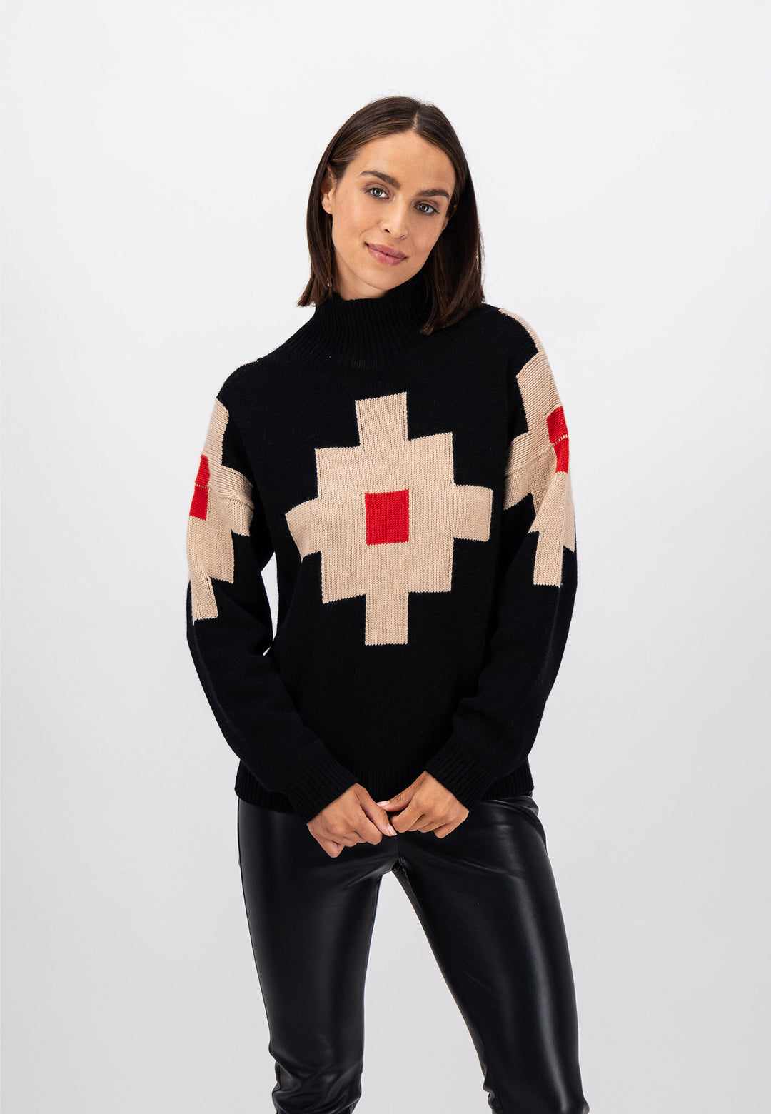 Knit sweater with geometric pattern – FYNCH-HATTON | Offizieller Online Shop