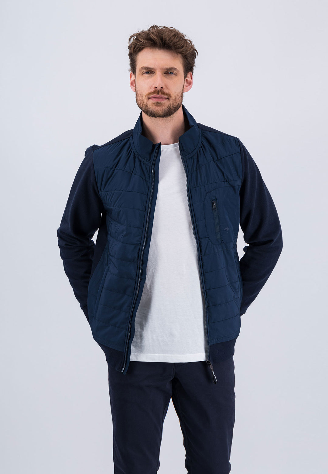 Hybrid-Cardigan mit Stehkragen